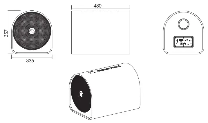 Nakamichi NBT 1206A 12 Inch Active Tunnel Tube- DIMENSIONS