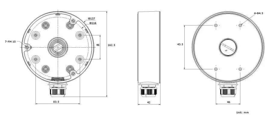 HIKVISION CB140PT Conduit Base - Dimensions