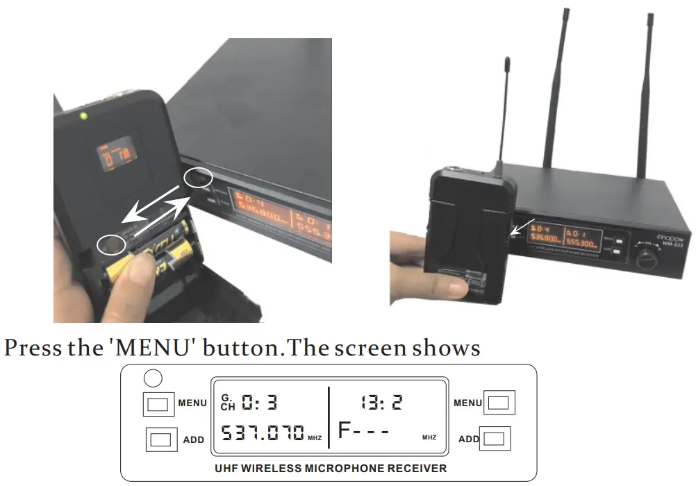 INNOPOW WM 333 UHF Wireless Microphone - TRANSMITTER 1