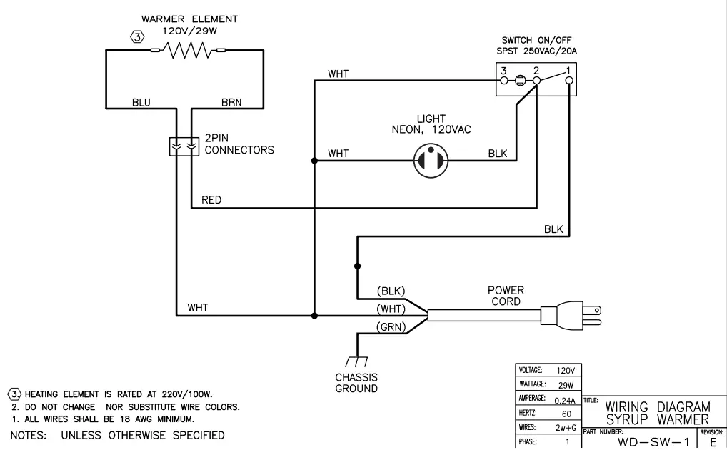 Curtis SW 1 Stainless Steel 1 Gallon Syrup Warmer - ELECTRICAL SCHEMATICS 1
