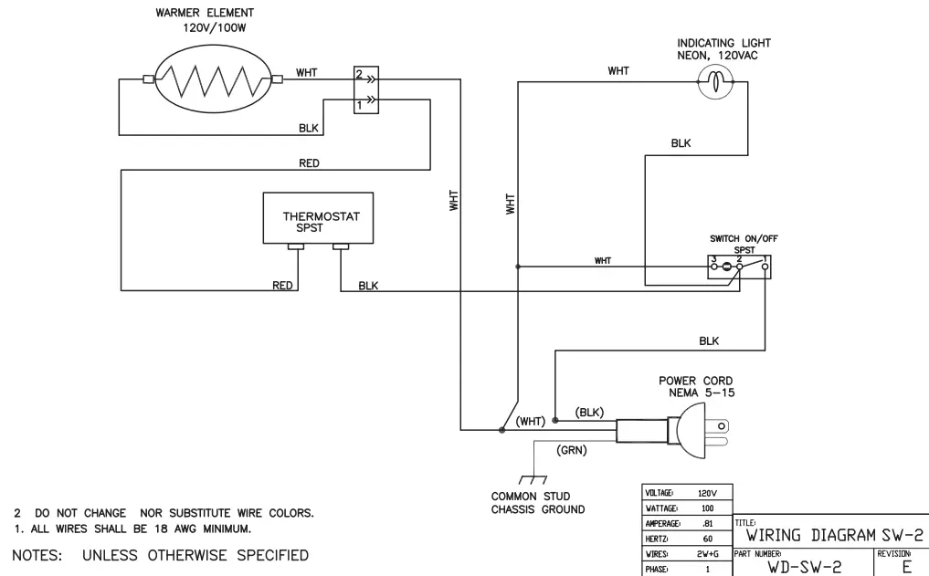 Curtis SW 1 Stainless Steel 1 Gallon Syrup Warmer - ELECTRICAL SCHEMATICS 2