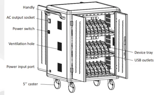 USUB SC01 30AU LT F Laptop and Tablet Charging Cart - fig2