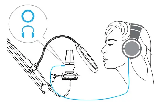FIFINE T670 Studio Condenser USB Microphone with Arm Stand - HEADPHONE OUTPUT