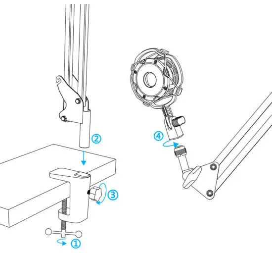 FIFINE T670 Studio Condenser USB Microphone with Arm Stand - INSTALL MICROPHONE