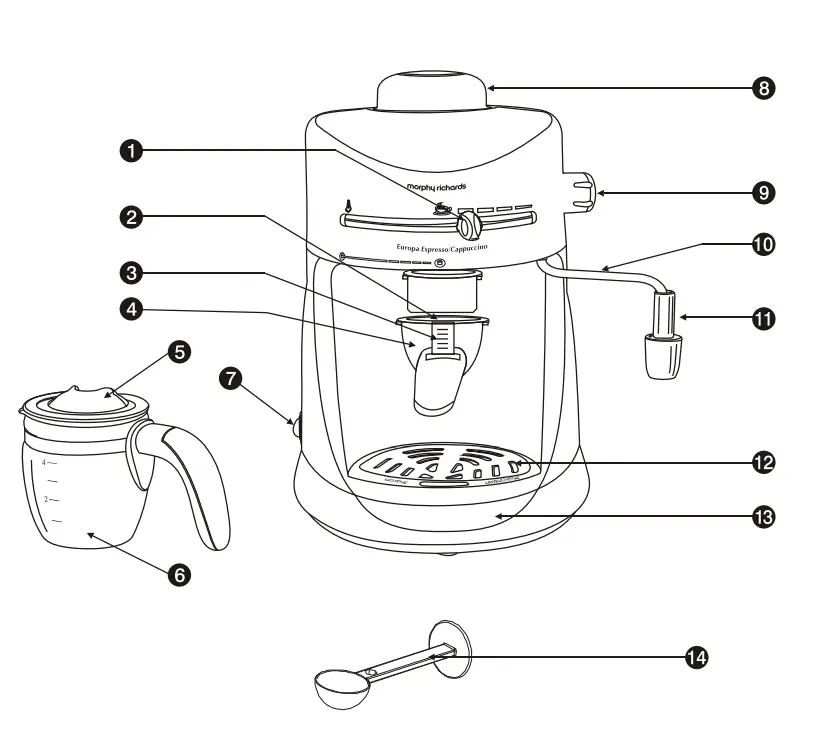 morphy-richards-Europa-800-Watt-Espresso-and-Cappuccino-4-Cup-Coffee-Maker-fig-1