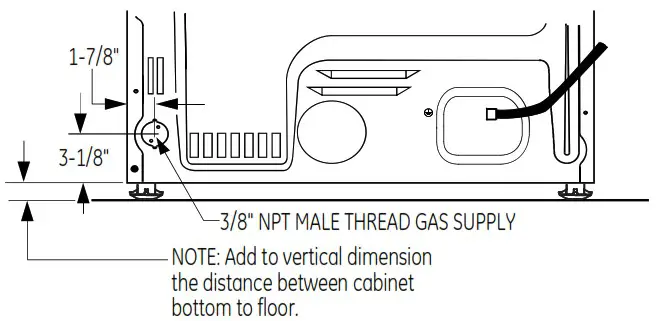 GE Profile 7 4 Cu Ft Gas Dryer - DRYER GAS SUPPLY CONNECTION