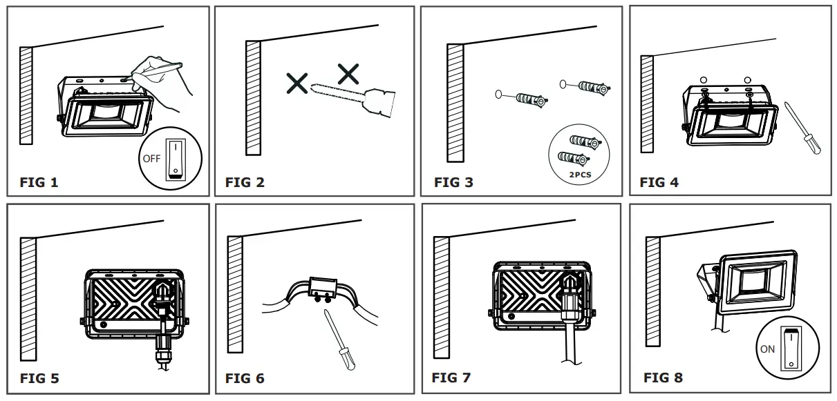 V TAC VT 128 LED Slim Floodlight With Direct Connection