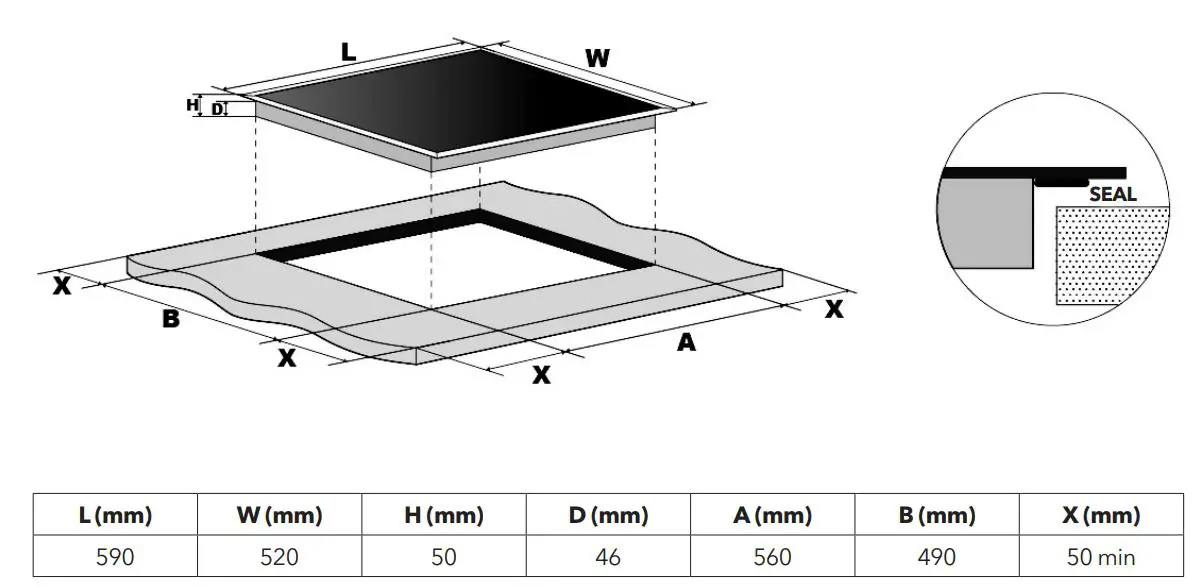 TESLA HV6410TB Ceramic Hob User Manual - INSTALLATION