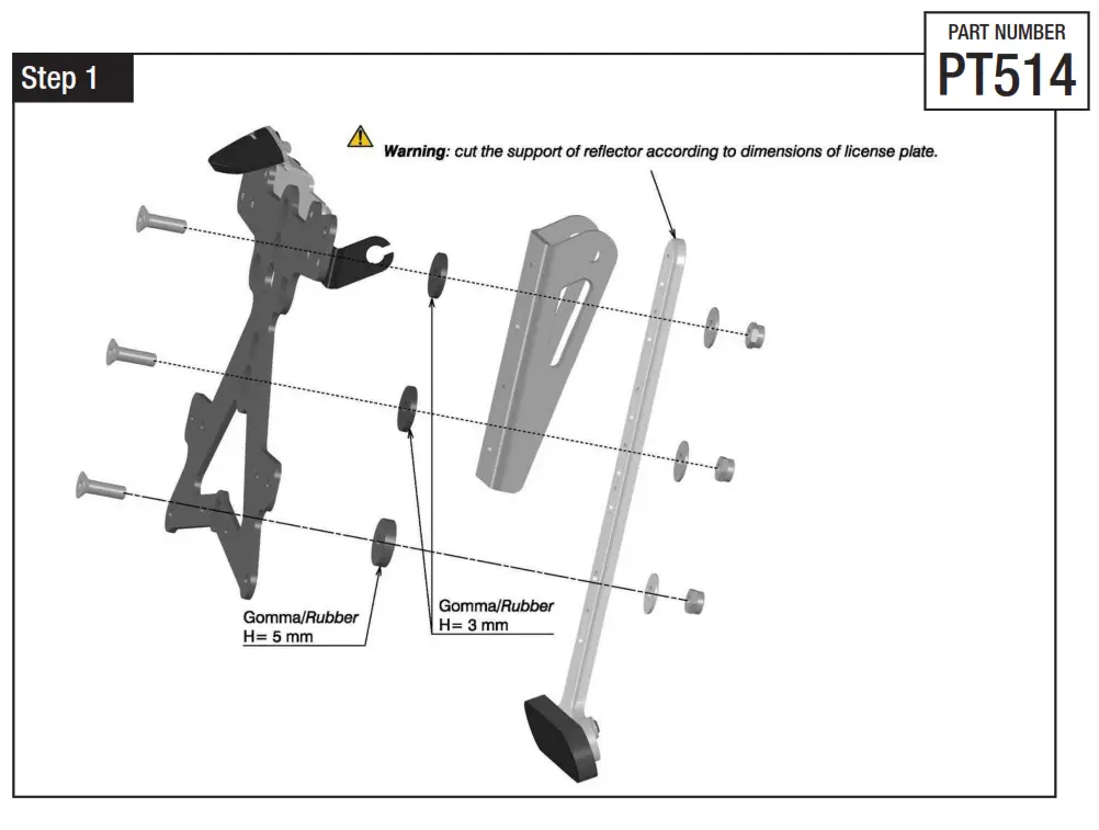 rizoma PT514 License Plate Support Ducati step