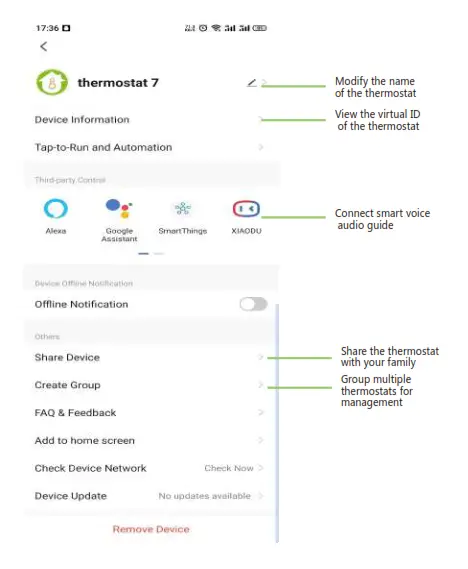 beca BAC-2000-ML Modulating Touch Button Thermostats - More settings