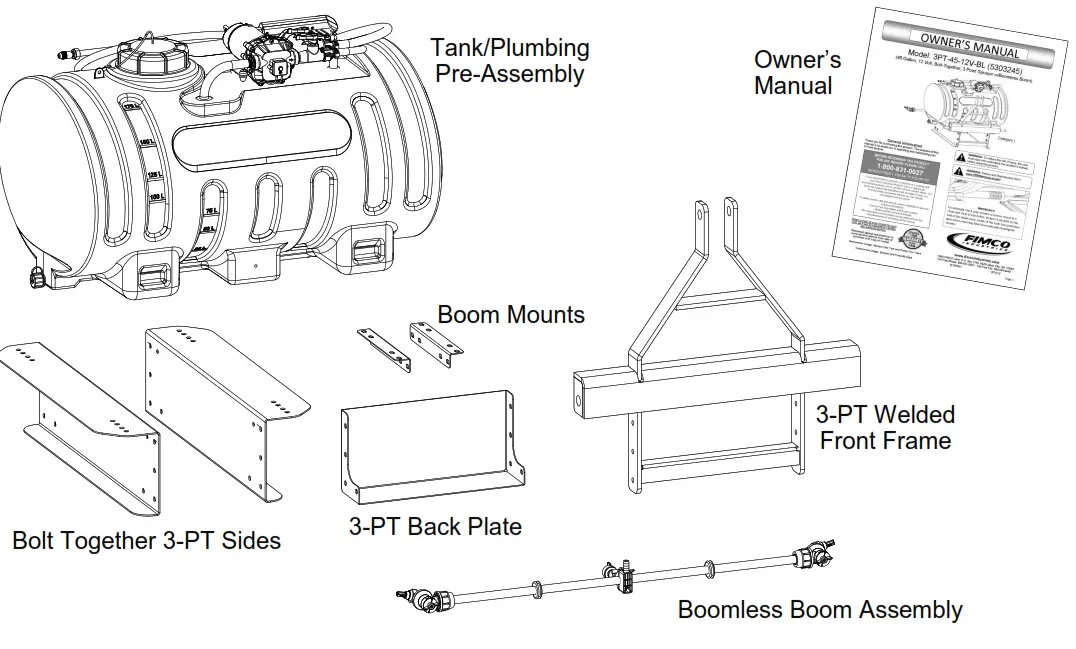 FIMCO INDUSTRIES 3PT-45-12V-BL 3 Point Sprayer with Boomless Boom - Fig1