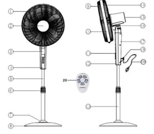 Goldair-GPPF340-40cm-Whisper-Quiet-Pedestal-Fan-feacherd