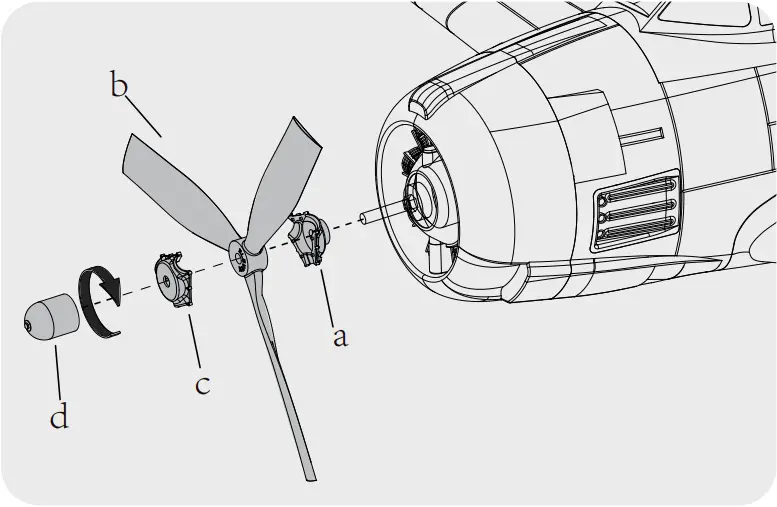 1100mm T-28 - Propeller and spinner installation