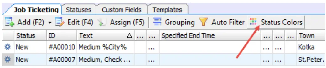 Selecting Ticket Status Color