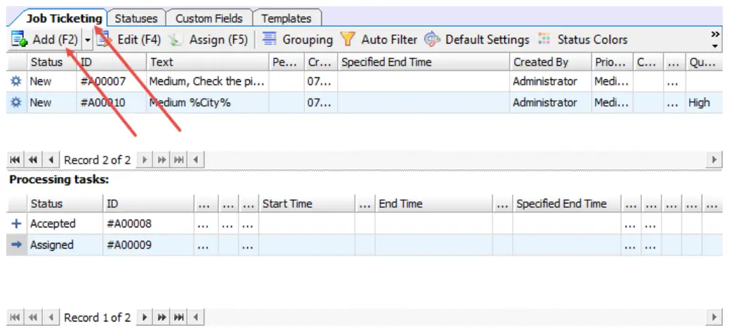 Creating a Job Ticket
