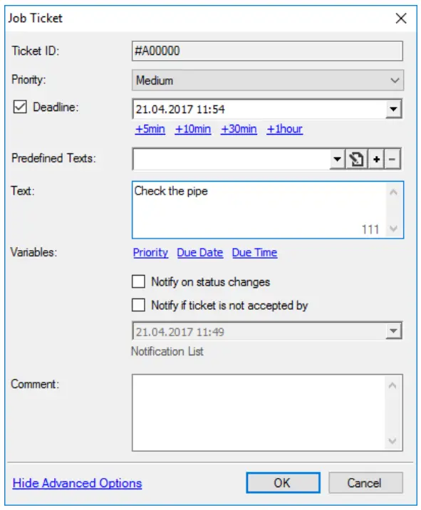 Creating a Job Ticket