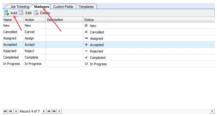 Adding Statuses for Job Ticketing