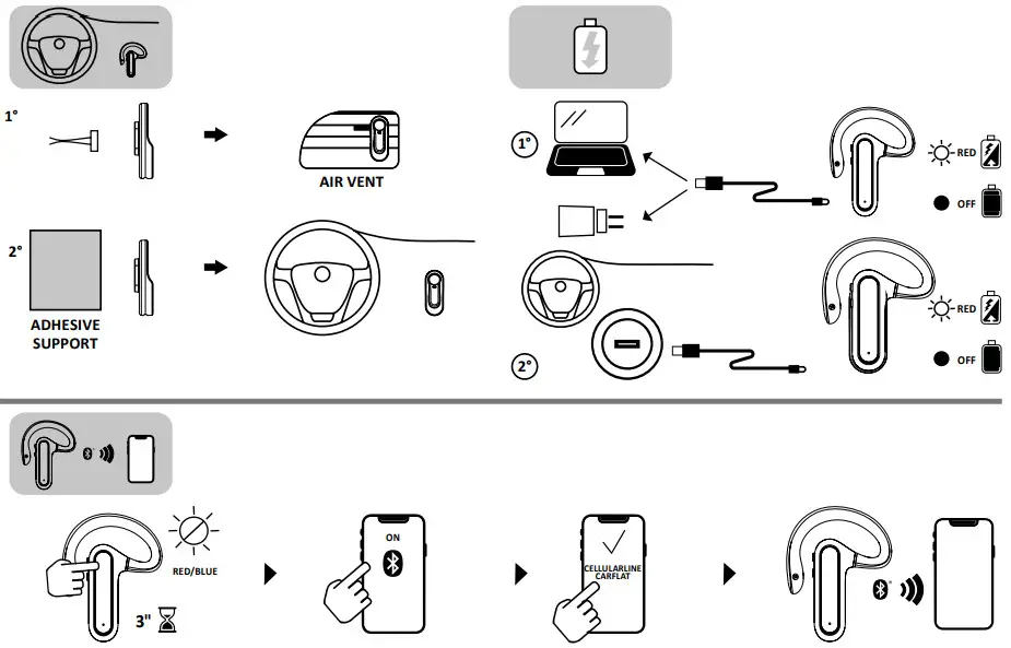 cellularline CAR FLAT Bluetooth Headset with In Car Charging Dock - 2