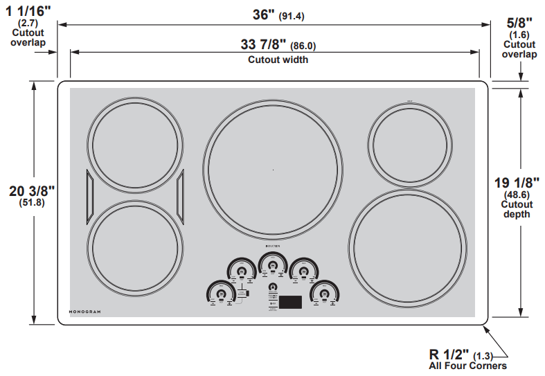 Monogram ZHU36RSTSS 36 Inch Silver Induction Cooktop - fig