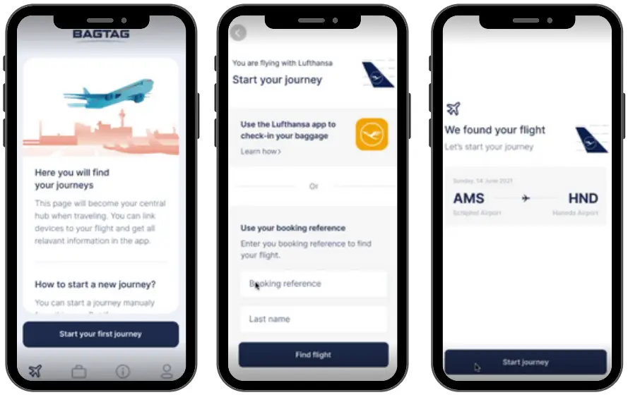 BAGTAG Track App - Start first journey