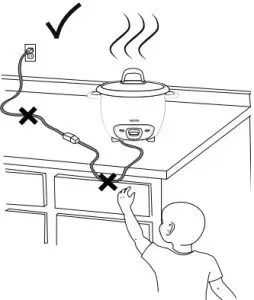 AROMA Select Stainless Rice amp Grain Cooker ARC 757SG - cord