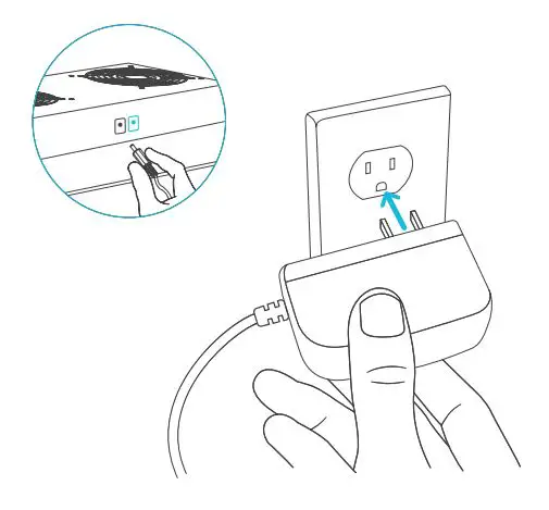 ALORAIR VENTIRPRO-S2 Crawlspace and Basement Ventilation Fan - STEP 2 Connect it to power by inserting the power adapter in the socket