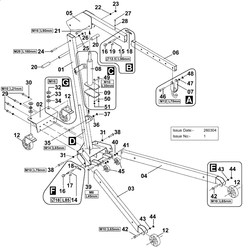 SEALEY WF10Q 1 Tonne Quick Lift Folding Engine Crane - PAT