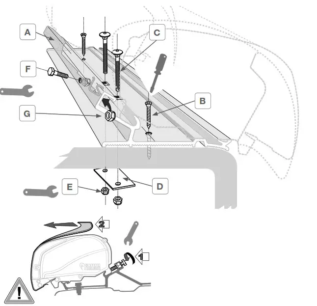 FIAMMA 98655-932 Hymer 290cm Awning Adapter- Attention Security