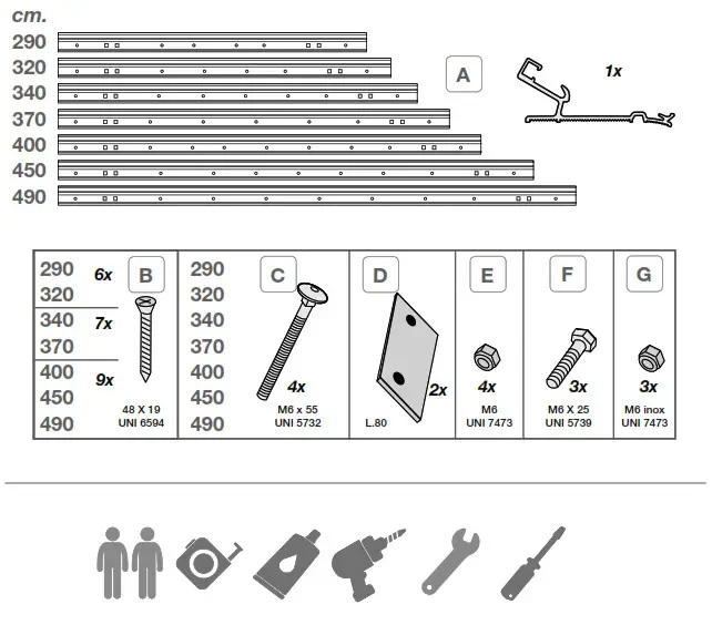 FIAMMA 98655-932 Hymer 290cm Awning Adapter- tools