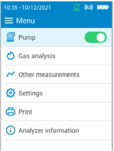 sauermann SI-CA 030 Combustion Gas Analyzer- Restart the Pump
