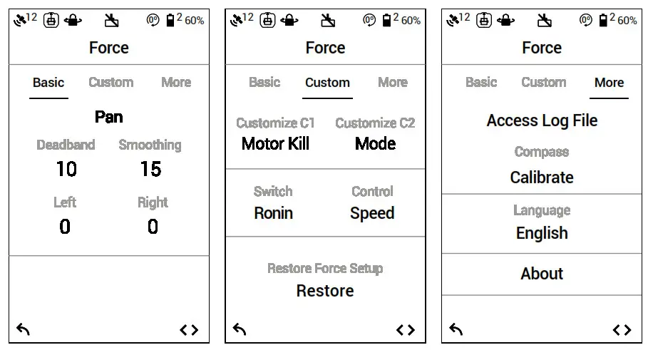 DJI Force Pro - Force Pro Settings