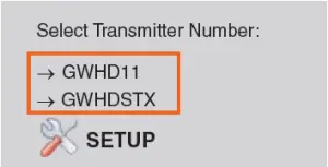 select transmitter number