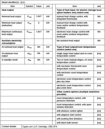 OYPLA 3825 Fan Heater fig1