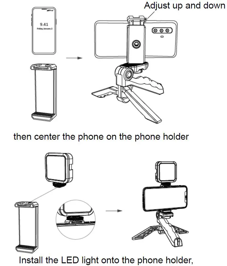 OTTO OTVLOGKT Smartphone Vlog Kit with Microphone Light and Tripod-FIG3
