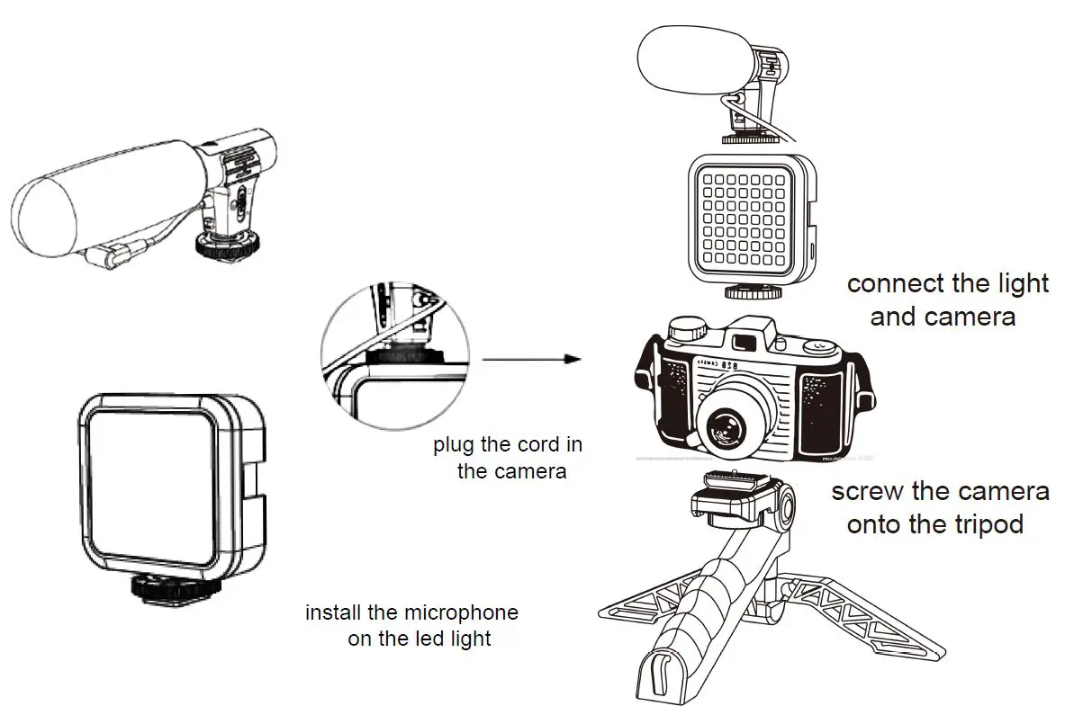 OTTO OTVLOGKT Smartphone Vlog Kit with Microphone Light and Tripod-FIG5