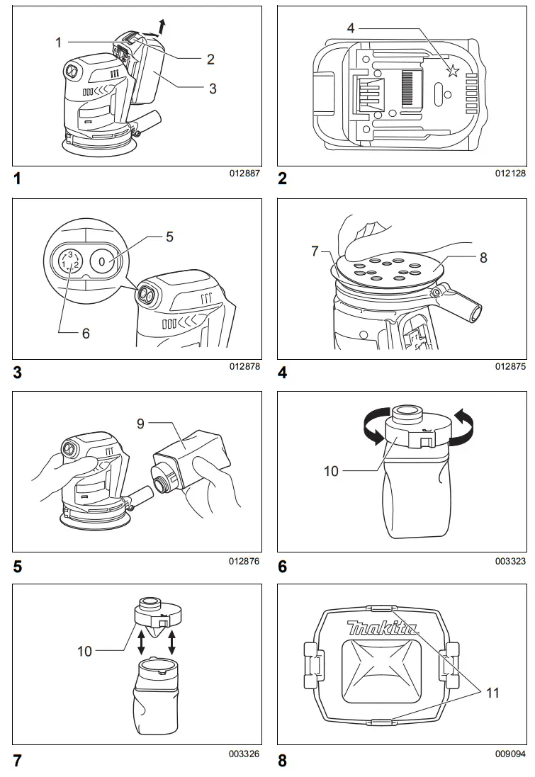 makita DBO180 Cordless Random Orbit Sander - fig