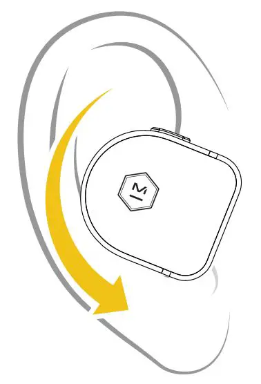 masterdynamic MW08 True Wireless Earphones - Tilt the earphone forward with the ear tip resting lightly in your ear canal.