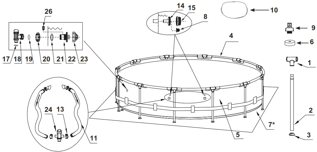 INTEX Metal Frame Pool - For Pools with Dual Suction Outlets Configuration-2