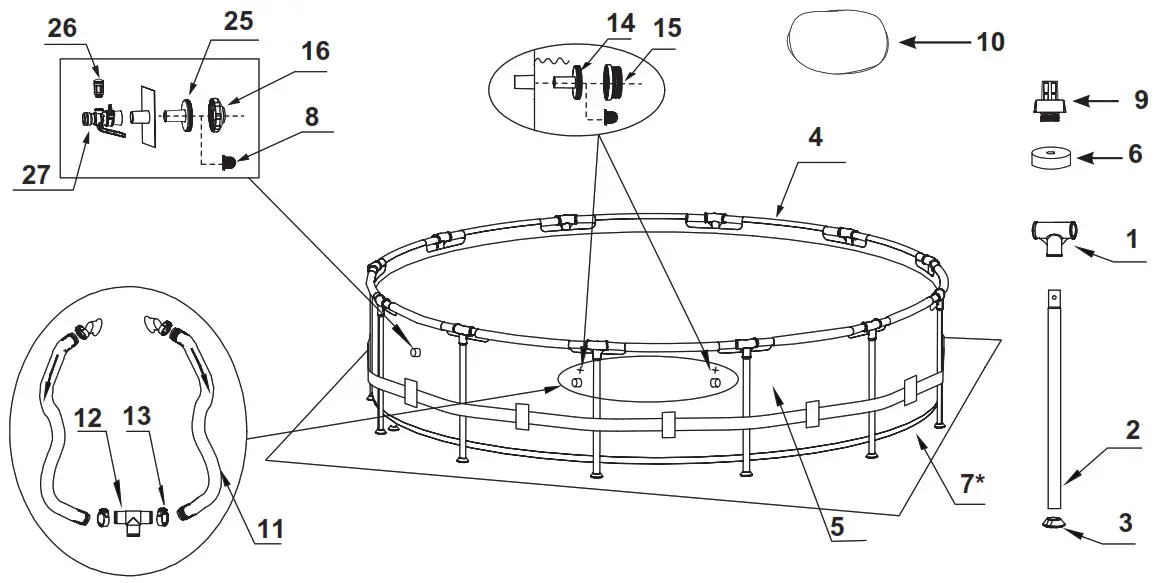 INTEX Metal Frame Pool - For Pools with Dual Suction Outlets Configuration
