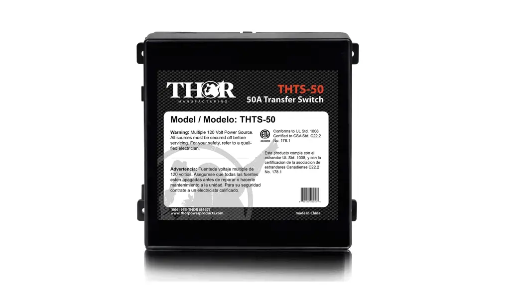 Thor Thts Series Of Transfer Switches Instruction Manual