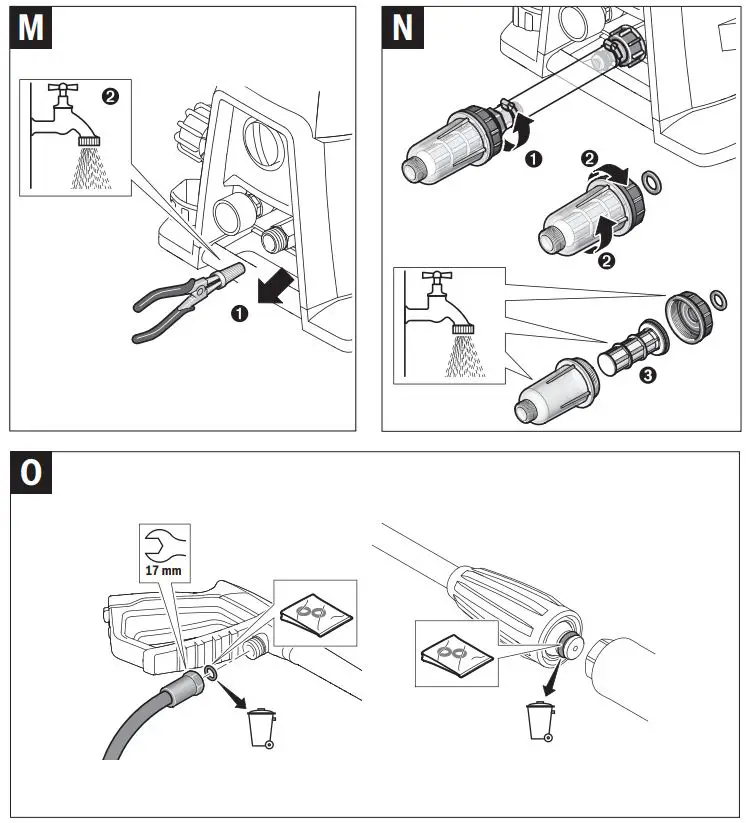 BOSCH GHP 5-55 High-Pressure Washer Instruction Manual - Fig M,N,O