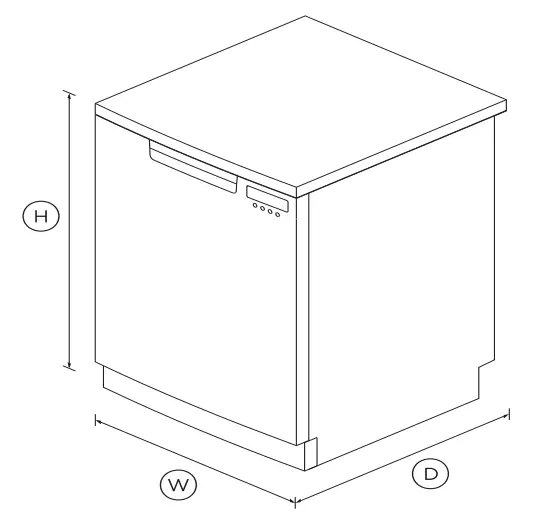 FISHER PAYKEL DW60FC2X1 15 Places Setting Freestanding Dishwasher - DIMENSIONS