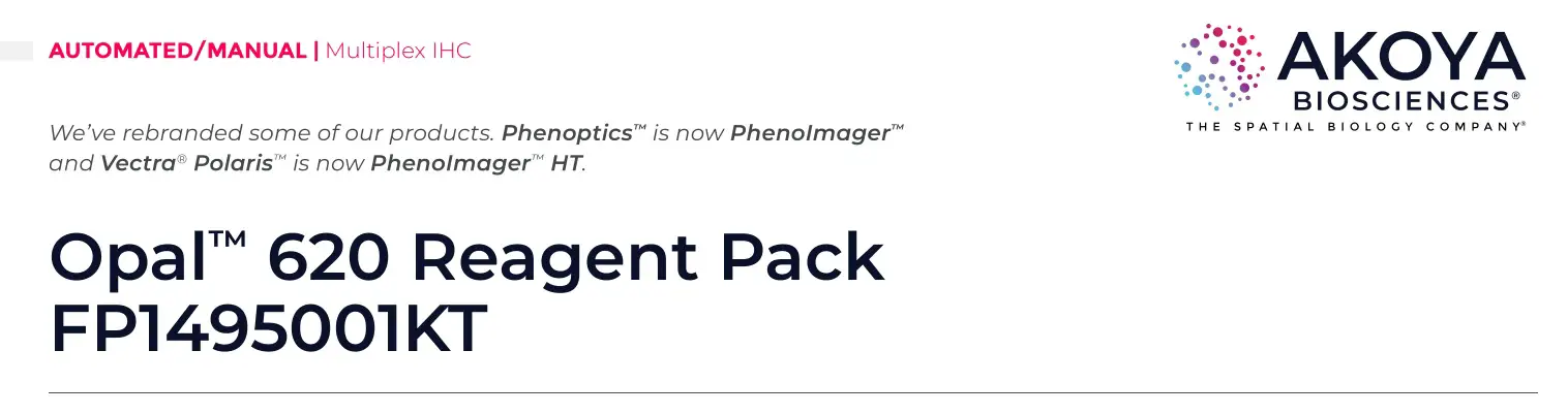 AKOYA BIOSCIENCES FP1495001KT Opal 620 Reagent Pack Instruction Manual