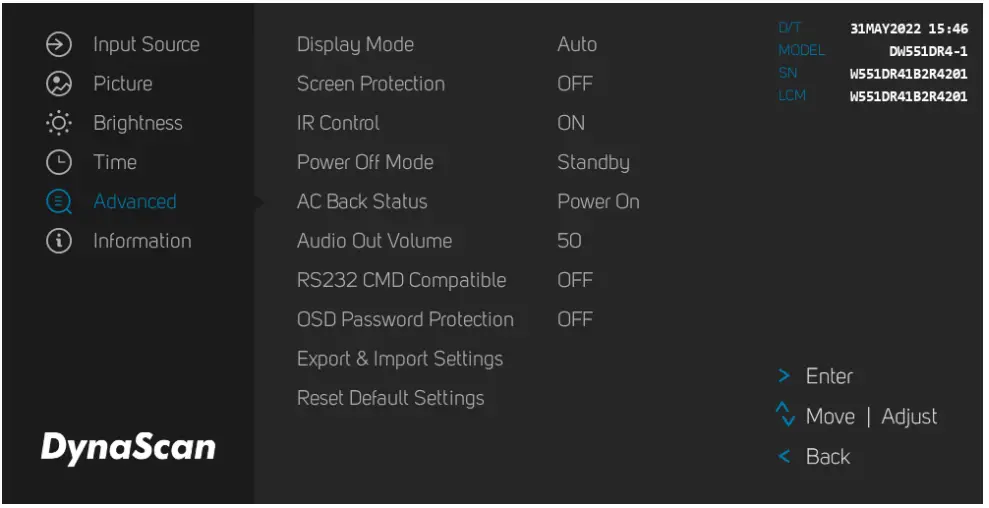 DynaScan DW551DR4-1 55 Inch Dual Side Digital Signage Display - fig 16