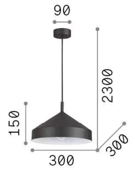 ideal lux Yurta Sp1 D30 Nero LED Hanging Light - 1