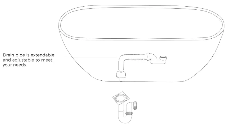 CLOVIS 20S01104 65 65 Inch Solid Surface Stone Resin Flatbottom Non-Whirlpool Freestanding Soaking Bathtub - Fig1