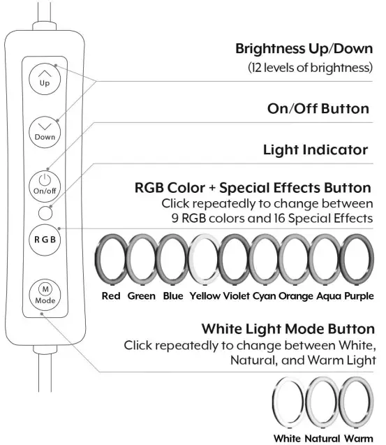 BOWER 563345 6 inch White RGB Ring Light fig 9