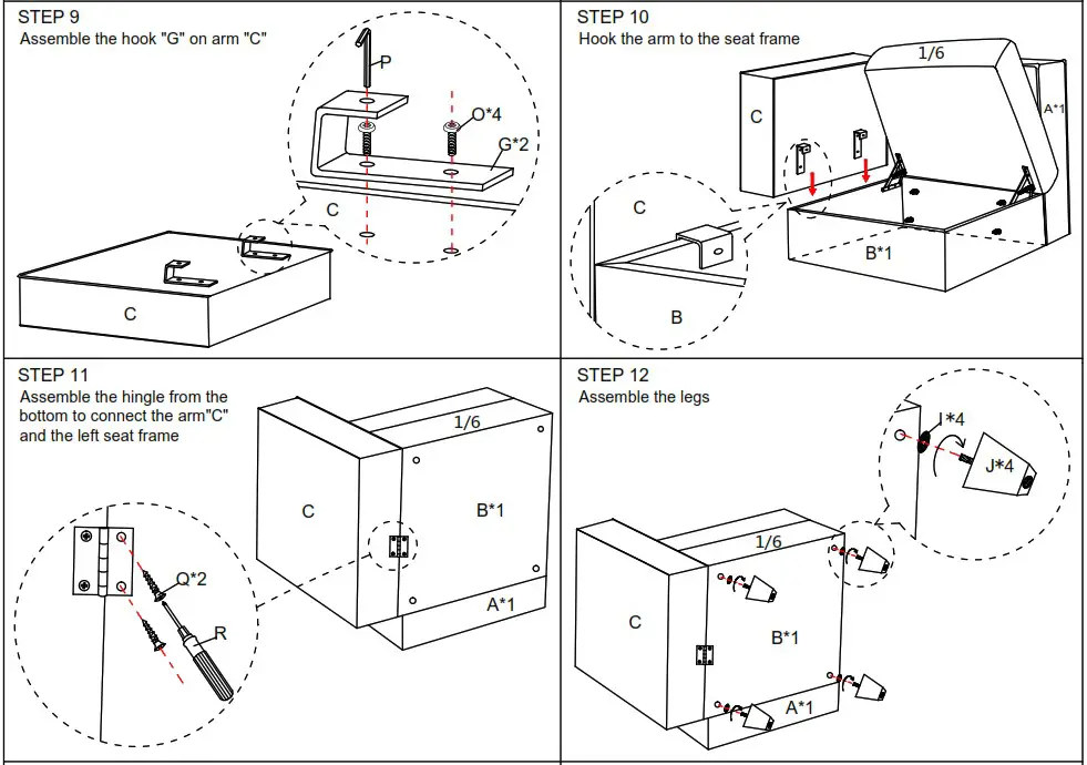HOMEDEPOT ZQP 98SF32 Sofas 55 1 in W Square Arm Velvet U Shaped - ASSEMLIY INSTRUCTION 4