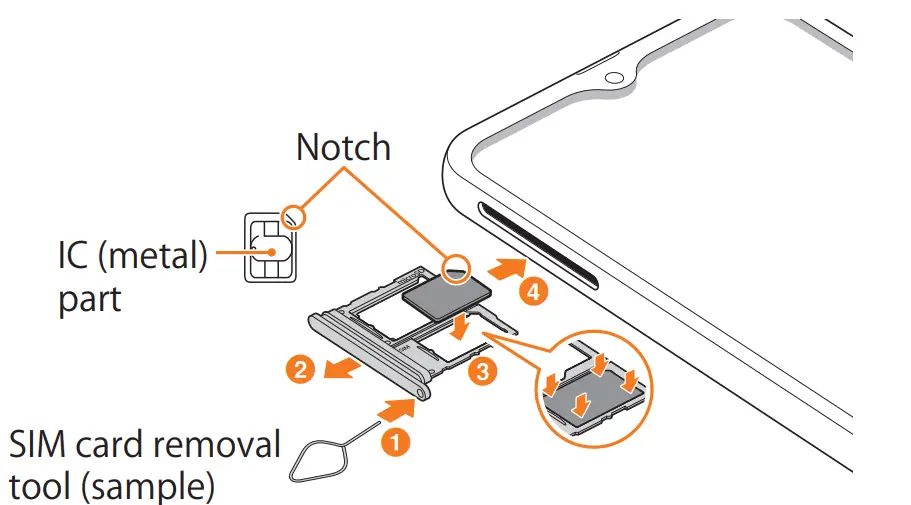 SCG18 Galaxy A23 5G Smartphone Attaching the SIM card