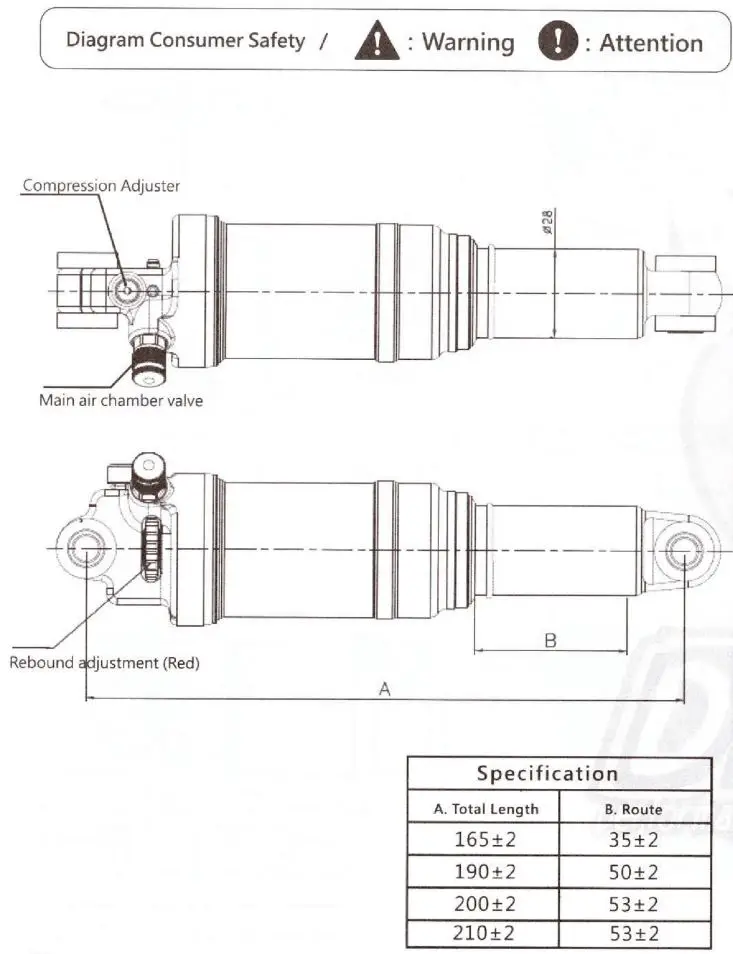 DNM AO-42RC Mountain Bike Rear Shock Absorber User Manual - DNM Air Shock AO-38RL Product Description